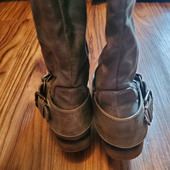 Taupe Tan High Knee Boots - Picture 3 of 8